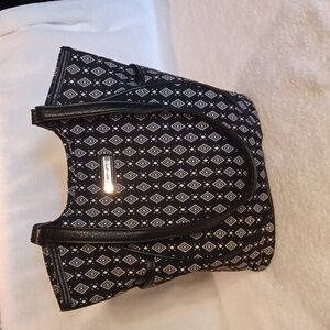 Longaberger purse black and white fabric handbag